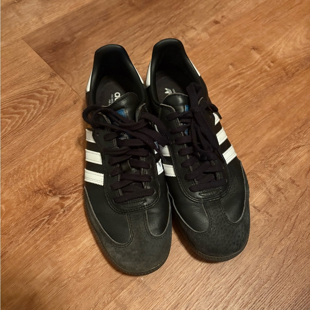 Adidas Men's Black Sneakers with White Stripes